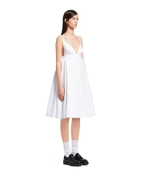 prada strapless white dress|Prada pleated dress.